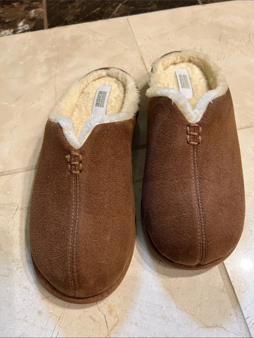 Men's Suede Fleece-Lined Slip-On Loafers - Chestnut Brown